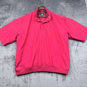Ashworth Windbreaker Golf Vest Mens L Red Short Sleeve Water Resistant Excellent